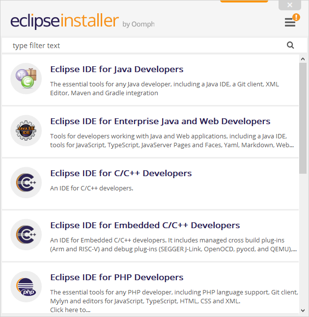*Eclipse IDE for Java Developers Option*