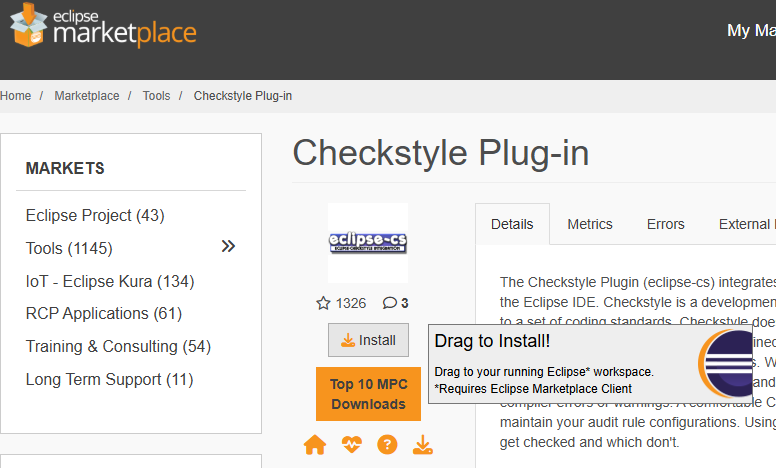 *Eclipse Marketplace Website*