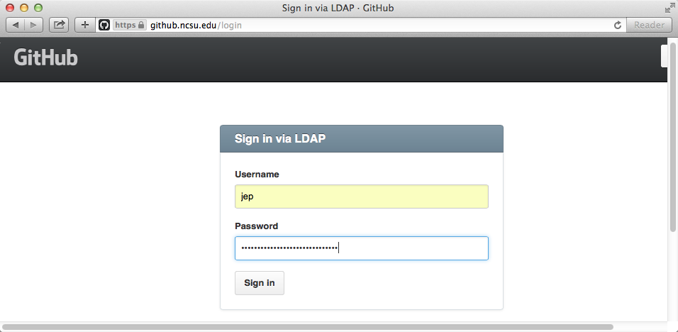 Figure: NCSU GitHub Login