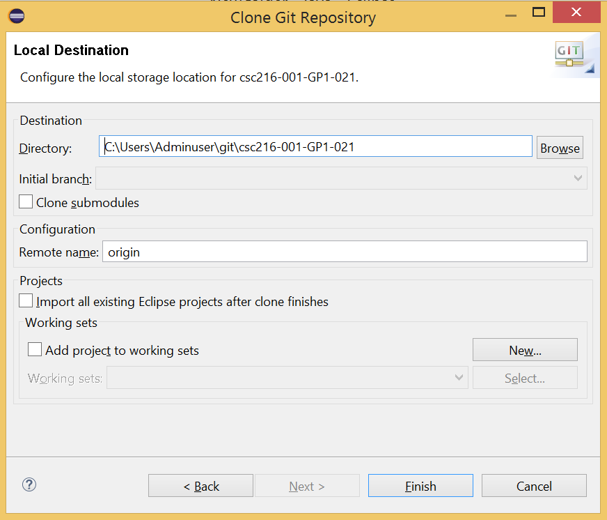Figure: Select Local Repository Location