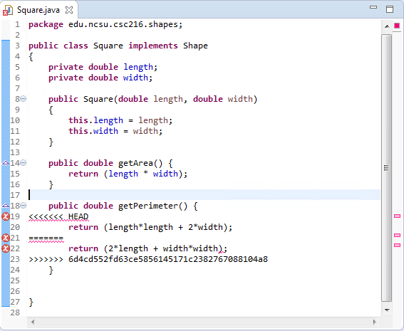 Figure: Conflict Markers in Package Explorer