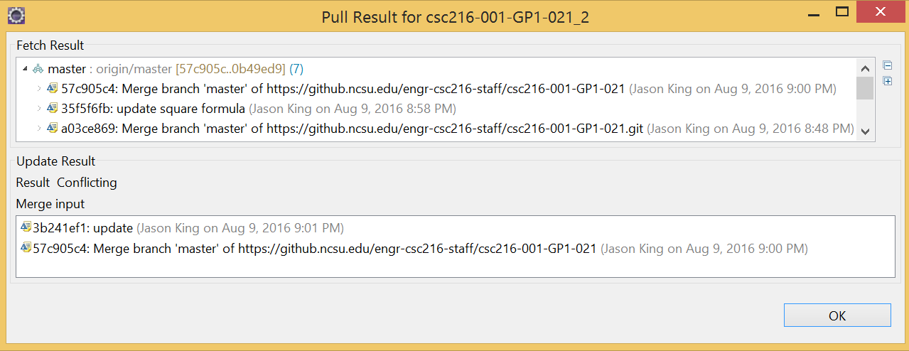 Figure: Pull Resulting in a CONFLICT