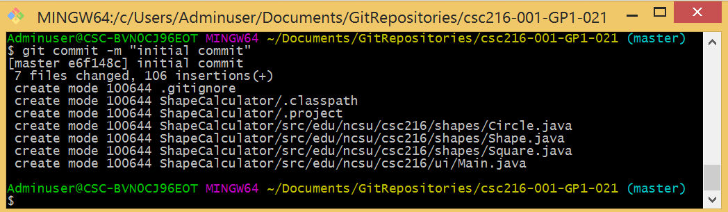 Figure: After Committing Files Using Git Bash
