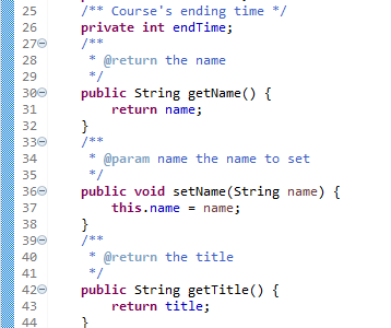 Figure: Generated Getter and Setter Code
