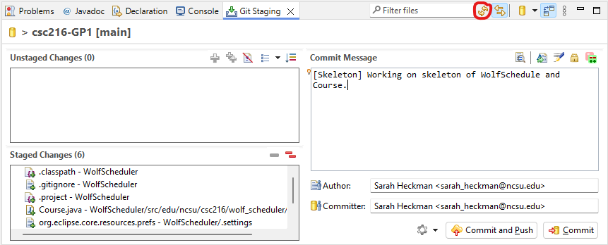 Figure: Git Staging View