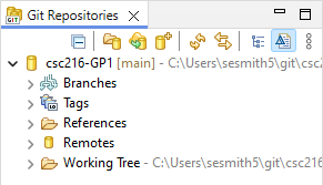 Figure: Your repository is listed after adding it to the Eclipse workspace.
