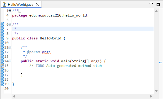 Figure: HelloWorld.java in Java Editor