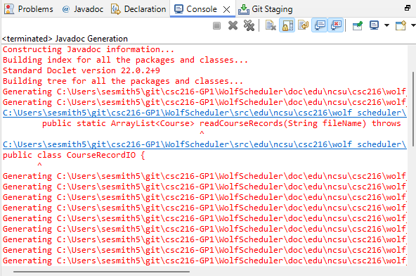 Figure: Javadoc Warning