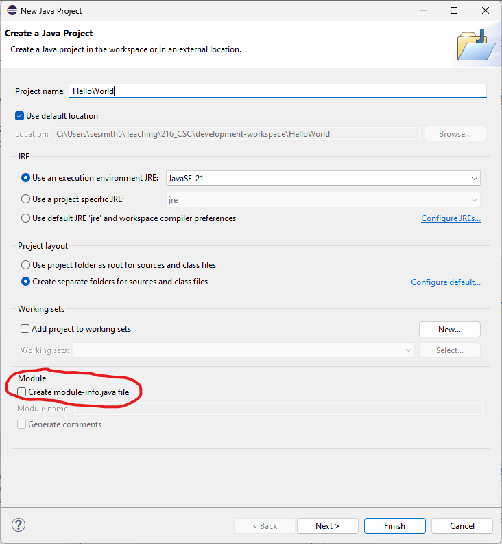 Figure: Configuring your new project