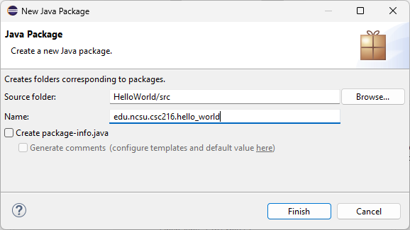 Figure: Creating a new package