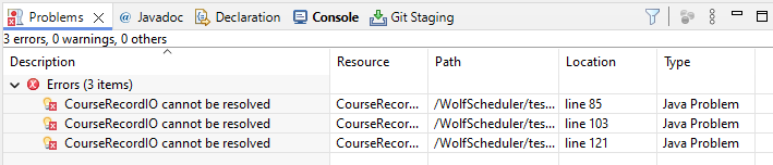 Figure: Eclipse Problems View