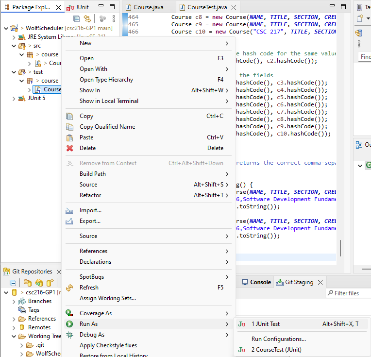 Figure: Run JUnit Tests