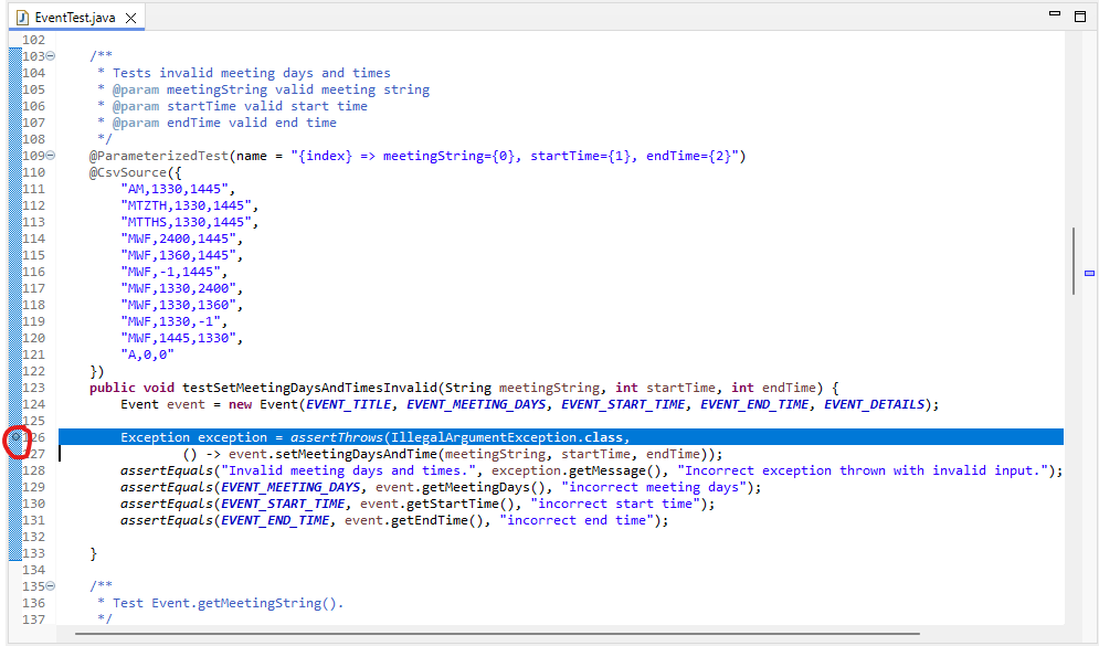 Figure: Placing a Breakpoint