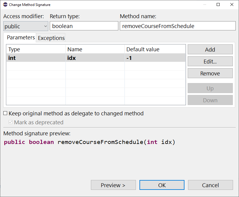 Figure: Change Method Signature