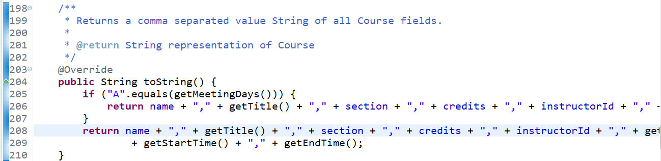 Figure: Updating Course.toString()