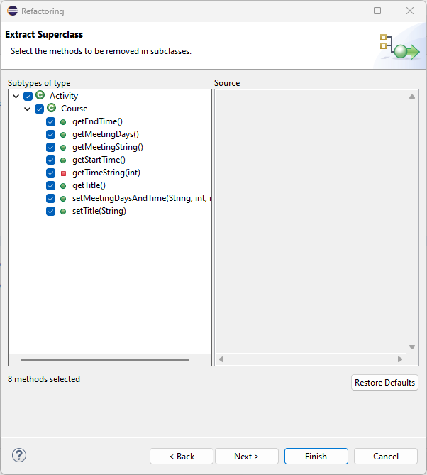 Figure: Extracting a Super Class