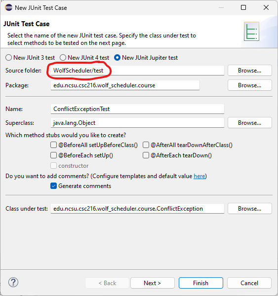 Figure: Creating a New JUnit Test Case