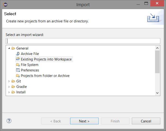Figure: Eclipse Import Project